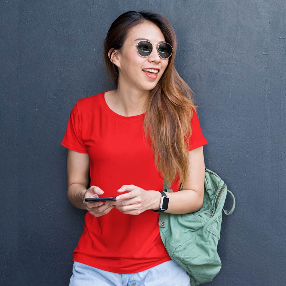 red plain tops by the banyan tee cotton red tops united states of america usa tops for girls tops for women