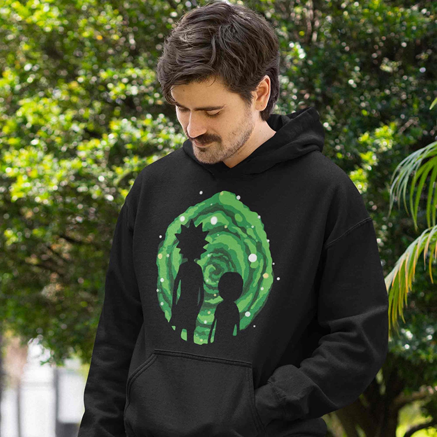 rick and morty portal hoodie hooded sweatshirt winterwear buy online usa united states of america the banyan tee tbt men women girls boys unisex black rick and morty online summer beth mr meeseeks jerry quote vector art clothing accessories merchandise