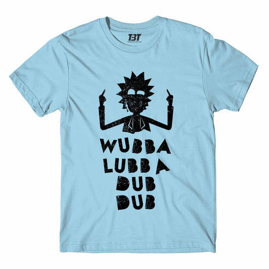 rick and morty wubba lubba dub dub t-shirt buy online united states usa the banyan tee tbt men women girls boys unisex Sky Blue rick and morty online summer beth mr meeseeks jerry quote vector art clothing accessories merchandise