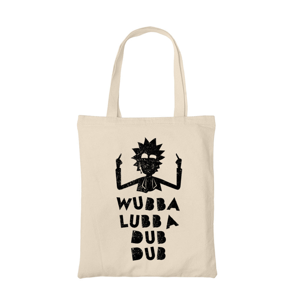 rick and morty wubba lubba dub dub tote bag hand printed cotton women men unisex