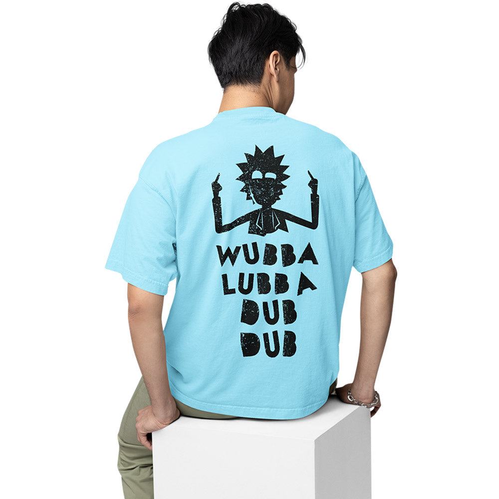 rick and morty oversized t shirt - wubba lubba dub dub tv & movies t-shirt baby blue buy online india the banyan tee tbt men women girls boys unisex