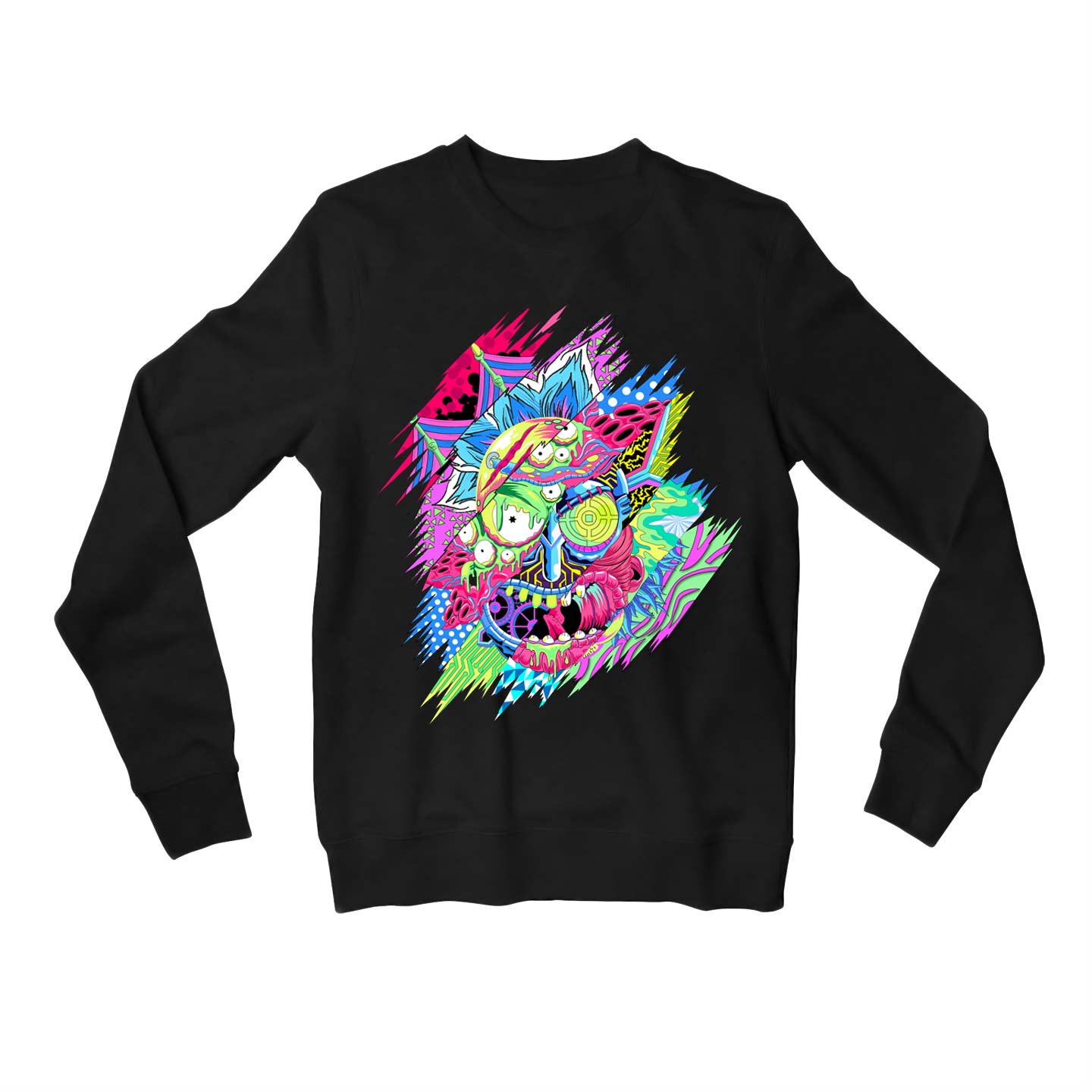 rick and morty fan art sweatshirt upper winterwear buy online united states of america usa the banyan tee tbt men women girls boys unisex black rick and morty online summer beth mr meeseeks jerry quote vector art clothing accessories merchandise