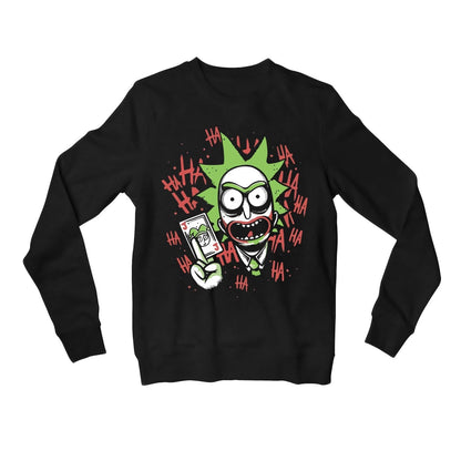 rick and morty joker sweatshirt upper winterwear buy online united states usa the banyan tee tbt men women girls boys unisex black rick and morty online summer beth mr meeseeks jerry quote vector art clothing accessories merchandise