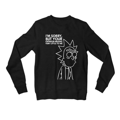 rick and morty opinion sweatshirt upper winterwear buy online united states usa the banyan tee tbt men women girls boys unisex black rick and morty online summer beth mr meeseeks jerry quote vector art clothing accessories merchandise