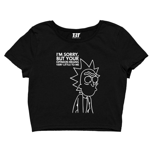 rick and morty opinion crop top buy online united states of america usa the banyan tee tbt men women girls boys unisex black rick and morty online summer beth mr meeseeks jerry quote vector art clothing accessories merchandise