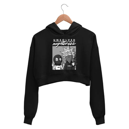 rick and morty unsolved mysteries crop hoodie hooded sweatshirt upper winterwear buy online india the banyan tee tbt men women girls boys unisex black rick and morty online summer beth mr meeseeks jerry quote vector art clothing accessories merchandise
