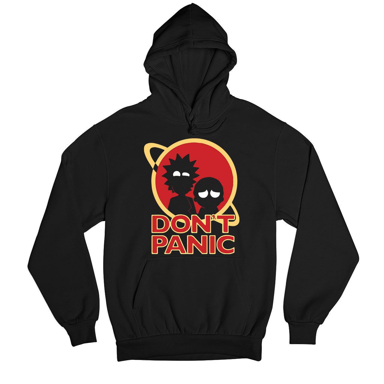 rick and morty don't panic hoodie hooded sweatshirt winterwear buy online united states usa the banyan tee tbt men women girls boys unisex black rick and morty online summer beth mr meeseeks jerry quote vector art clothing accessories merchandise