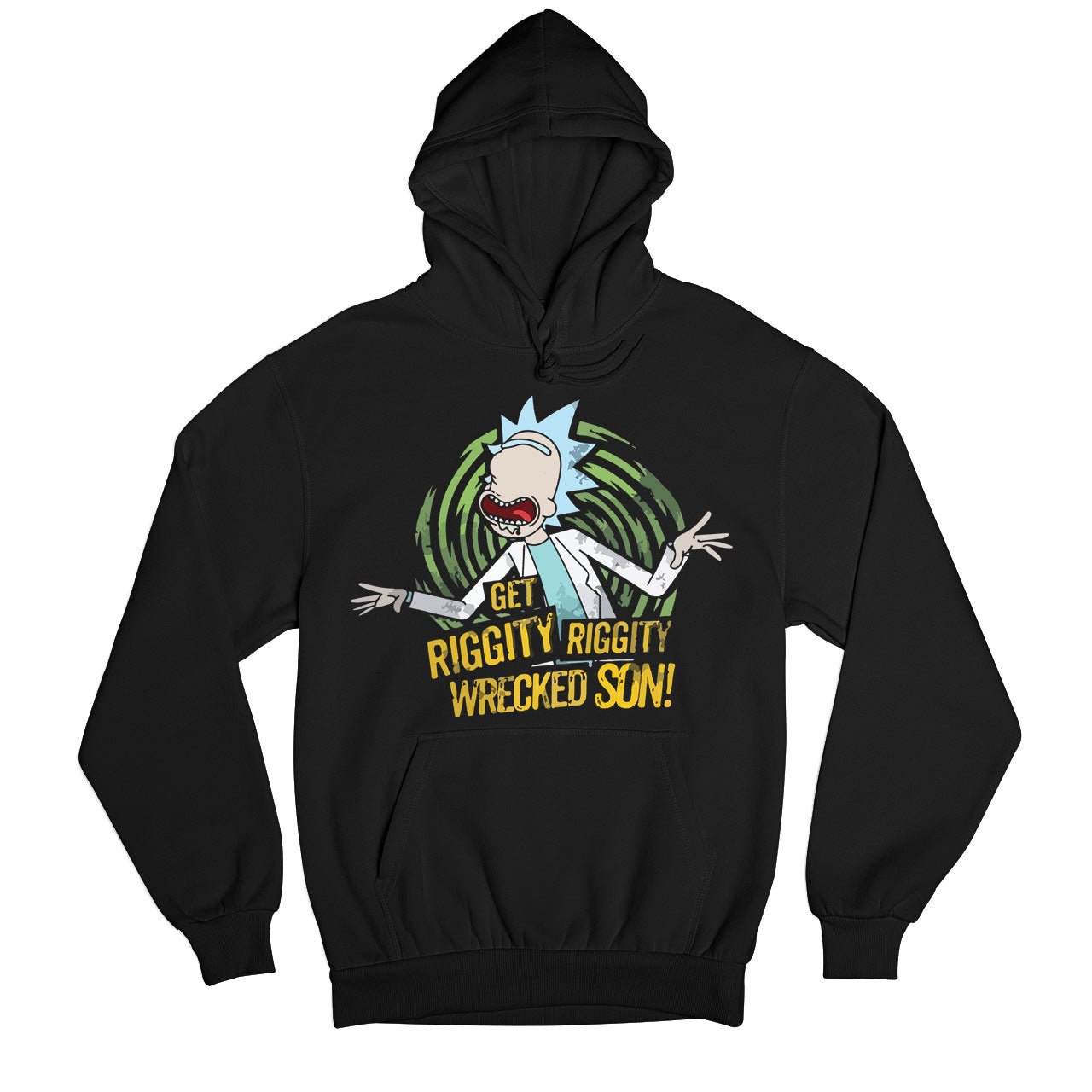 rick and morty riggity hoodie hooded sweatshirt winterwear buy online united states usa the banyan tee tbt men women girls boys unisex black rick and morty online summer beth mr meeseeks jerry quote vector art clothing accessories merchandise