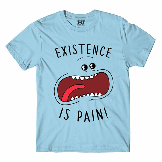 rick and morty existence is pain t-shirt buy online united states usa the banyan tee tbt men women girls boys unisex Sky Blue rick and morty online summer beth mr meeseeks jerry quote vector art clothing accessories merchandise
