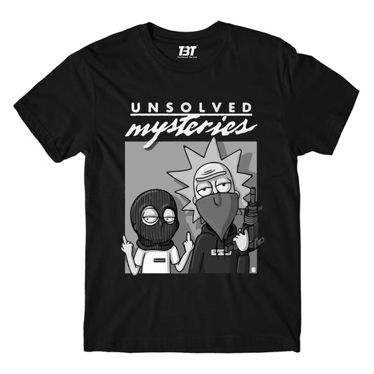 rick and morty unsolved mysteries t-shirt buy online united states usa the banyan tee tbt men women girls boys unisex black rick and morty online summer beth mr meeseeks jerry quote vector art clothing accessories merchandise
