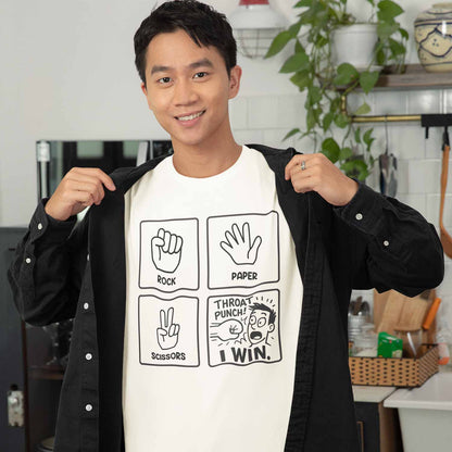 graphic rock paper scissors t-shirt printed graphic stylish buy online united states usa the banyan tee tbt men women girls boys unisex white 