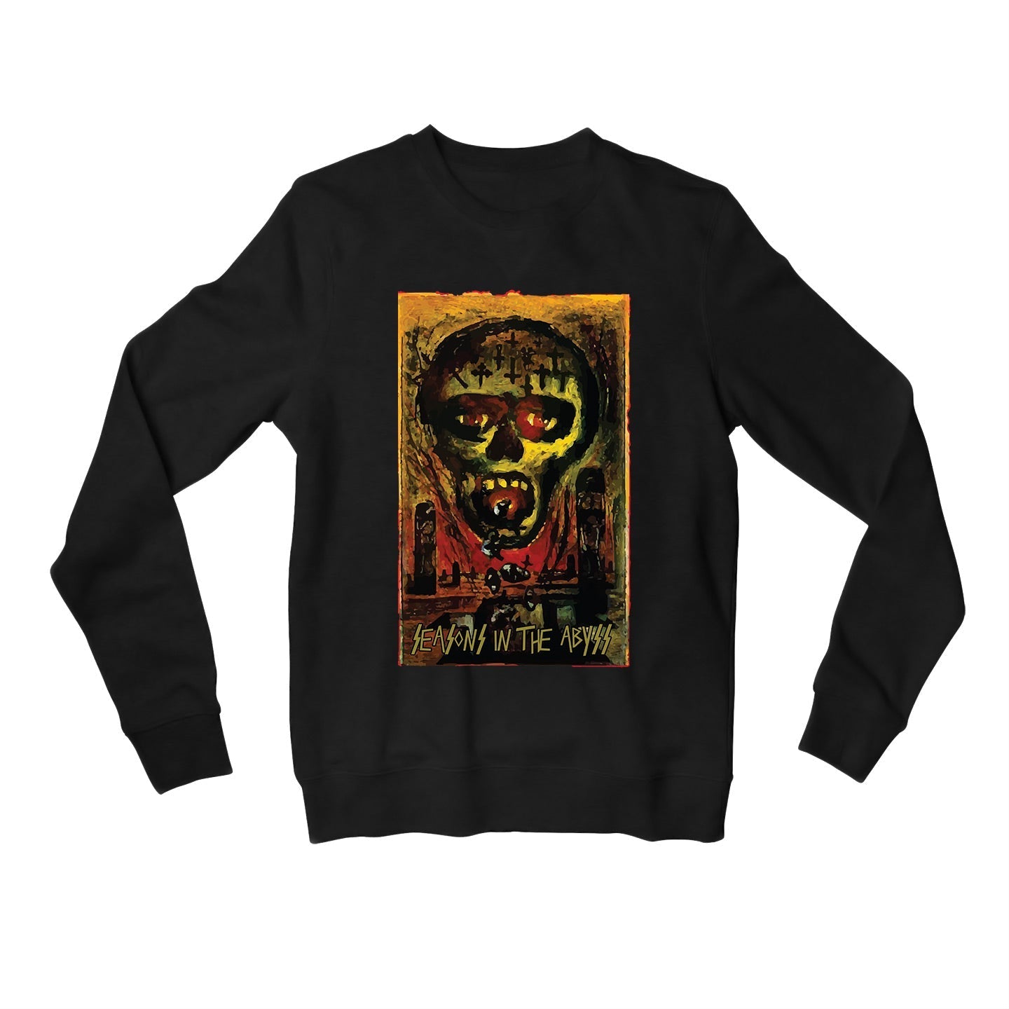 slayer seasons in the abyss sweatshirt upper winterwear music band buy online united states usa the banyan tee tbt men women girls boys unisex black