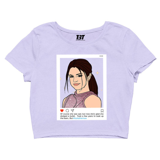 selena gomez look at her now crop top music band buy online united states of america usa the banyan tee tbt men women girls boys unisex white