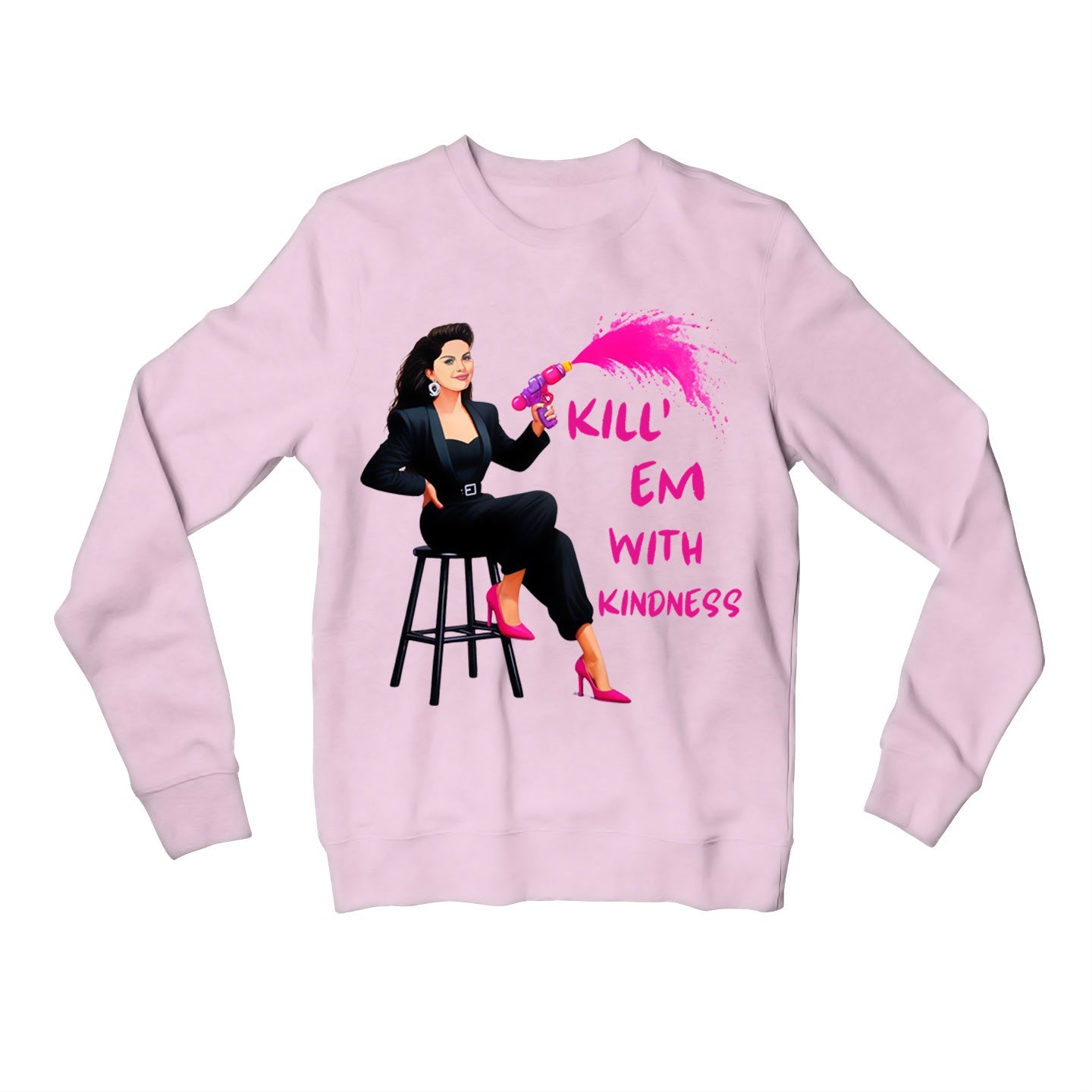 selena gomez kill em with kindness sweatshirt upper winterwear music band buy online united states usa the banyan tee tbt men women girls boys unisex gray
