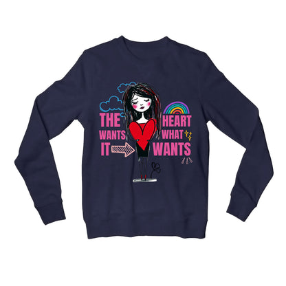 selena gomez the heart wants what it wants sweatshirt upper winterwear music band buy online united states of america usa the banyan tee tbt men women girls boys unisex gray