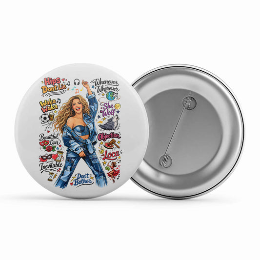 shakira doodle fiesta badge pin button music band buy online united states usa the banyan tee tbt men women girls boys unisex  