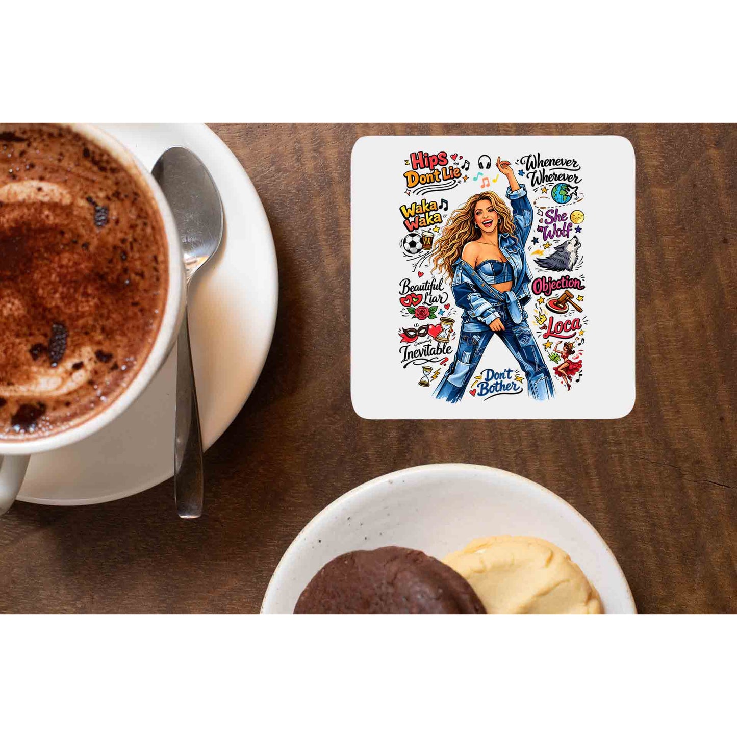 shakira doodle fiesta coasters wooden table cups united states usan music band buy online united states usa the banyan tee tbt men women girls boys unisex  