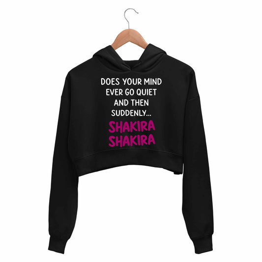 shakira does your mind crop hoodie hooded sweatshirt upper winterwear music band buy online united states usa the banyan tee tbt men women girls boys unisex black 