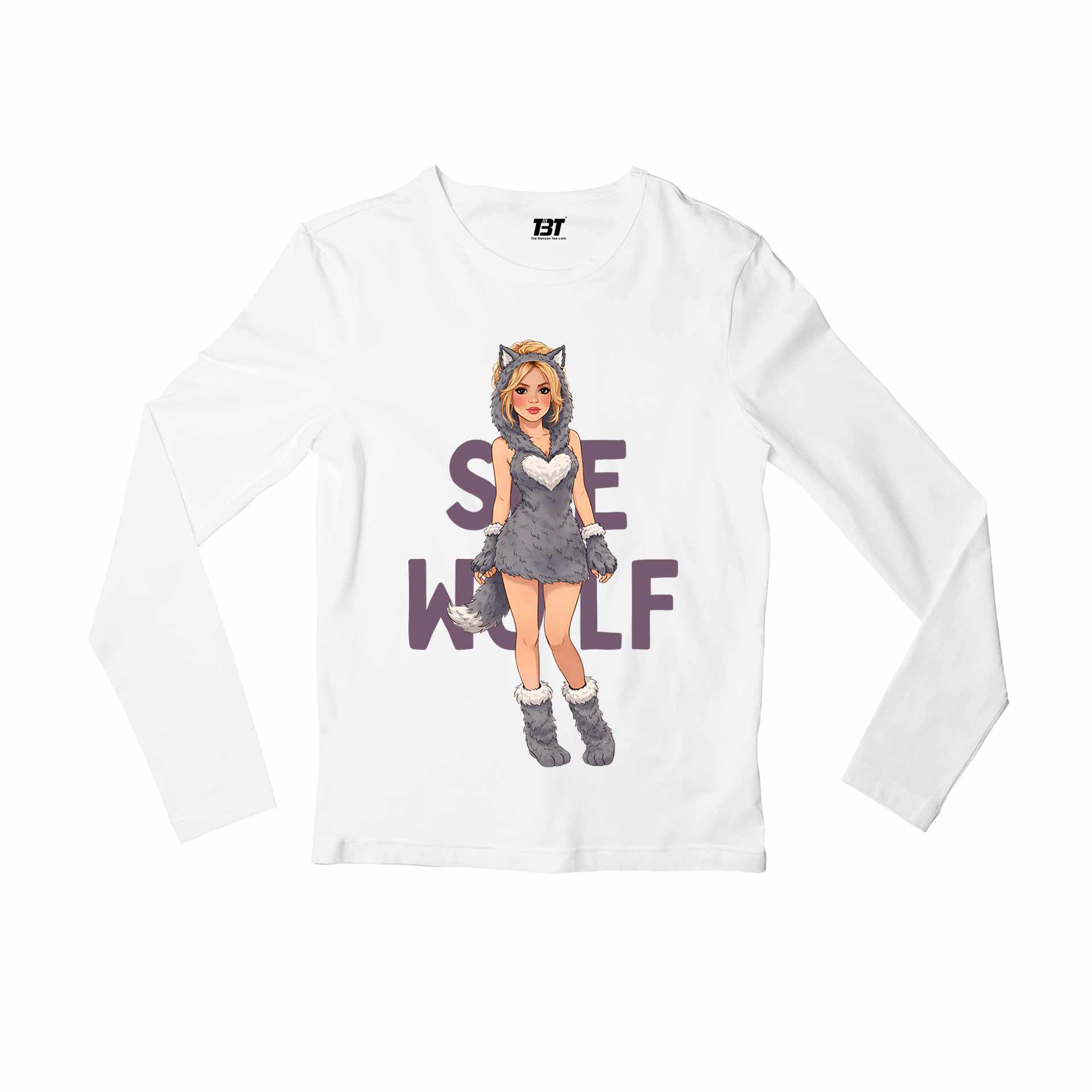 shakira she wolf full sleeves long sleeves music band buy online united states usa the banyan tee tbt men women girls boys unisex white 