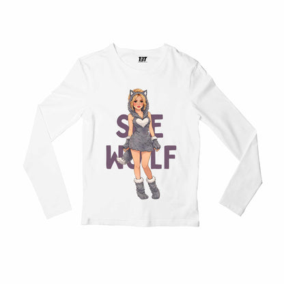 shakira she wolf full sleeves long sleeves music band buy online united states usa the banyan tee tbt men women girls boys unisex white 