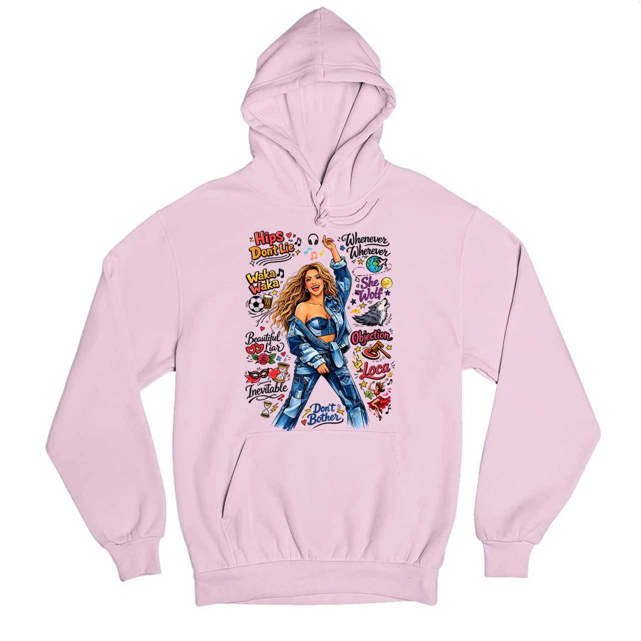 shakira doodle fiesta hoodie hooded sweatshirt winterwear music band buy online united states usa the banyan tee tbt men women girls boys unisex baby pink 
