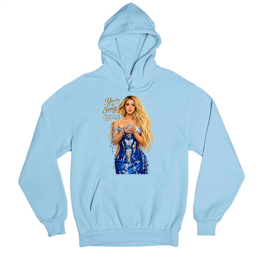 shakira you're a song hoodie hooded sweatshirt winterwear music band buy online united states usa the banyan tee tbt men women girls boys unisex baby blue 