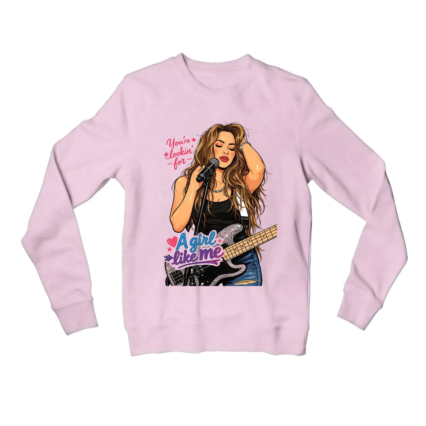 shakira girl like me sweatshirt upper winterwear music band buy online united states usa the banyan tee tbt men women girls boys unisex baby pink 