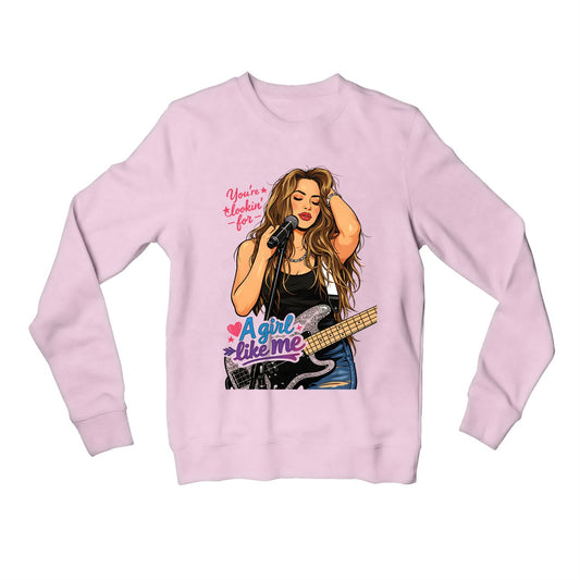 shakira girl like me sweatshirt upper winterwear music band buy online united states usa the banyan tee tbt men women girls boys unisex baby pink 