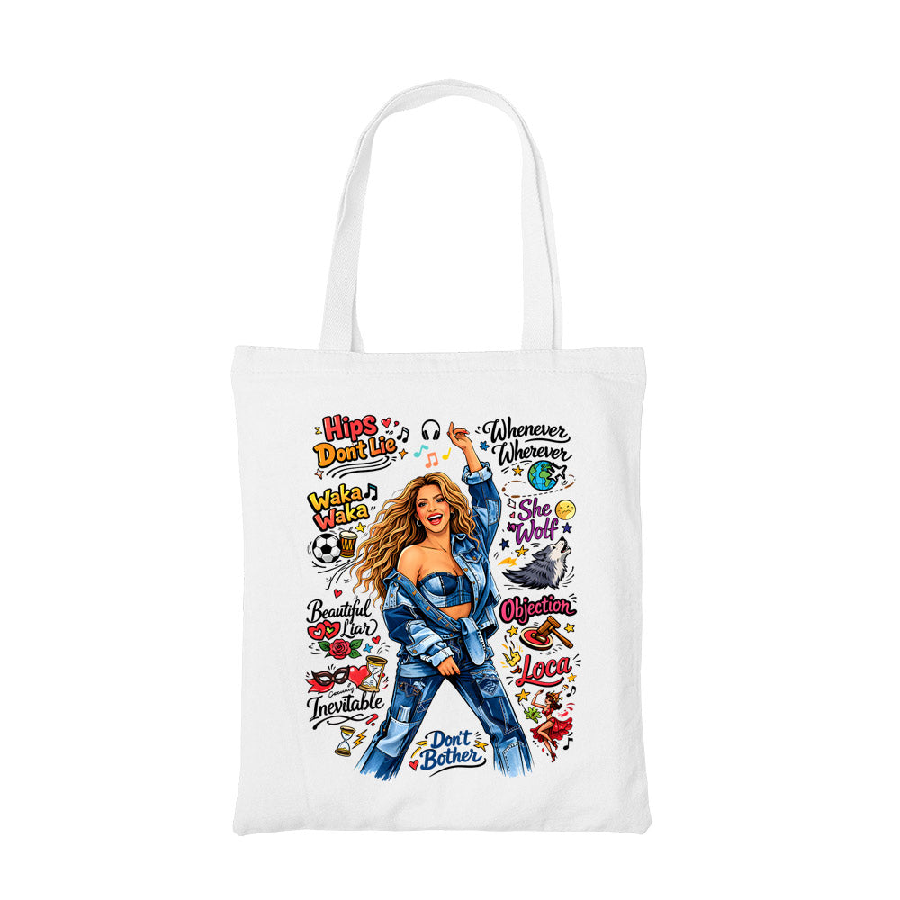 shakira doodle fiesta tote bag cotton printed music band buy online united states usa the banyan tee tbt men women girls boys unisex  