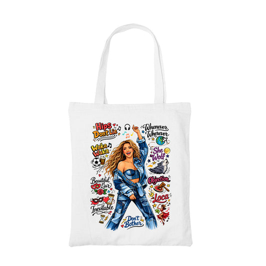 shakira doodle fiesta tote bag cotton printed music band buy online united states usa the banyan tee tbt men women girls boys unisex  