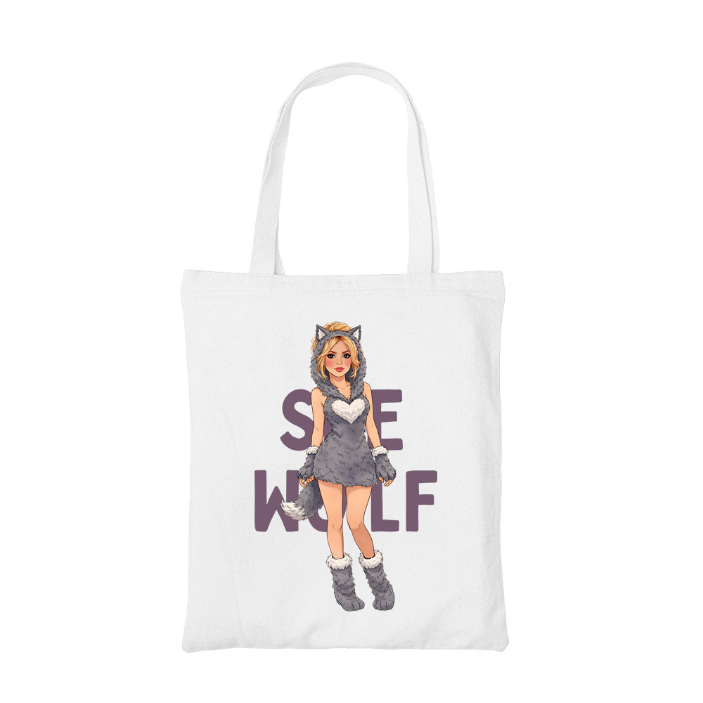 shakira she wolf tote bag cotton printed music band buy online united states usa the banyan tee tbt men women girls boys unisex  
