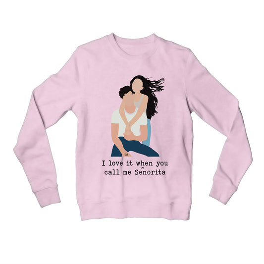 shawn mendes senorita sweatshirt upper winterwear music band buy online united states of america usa the banyan tee tbt men women girls boys unisex baby pink