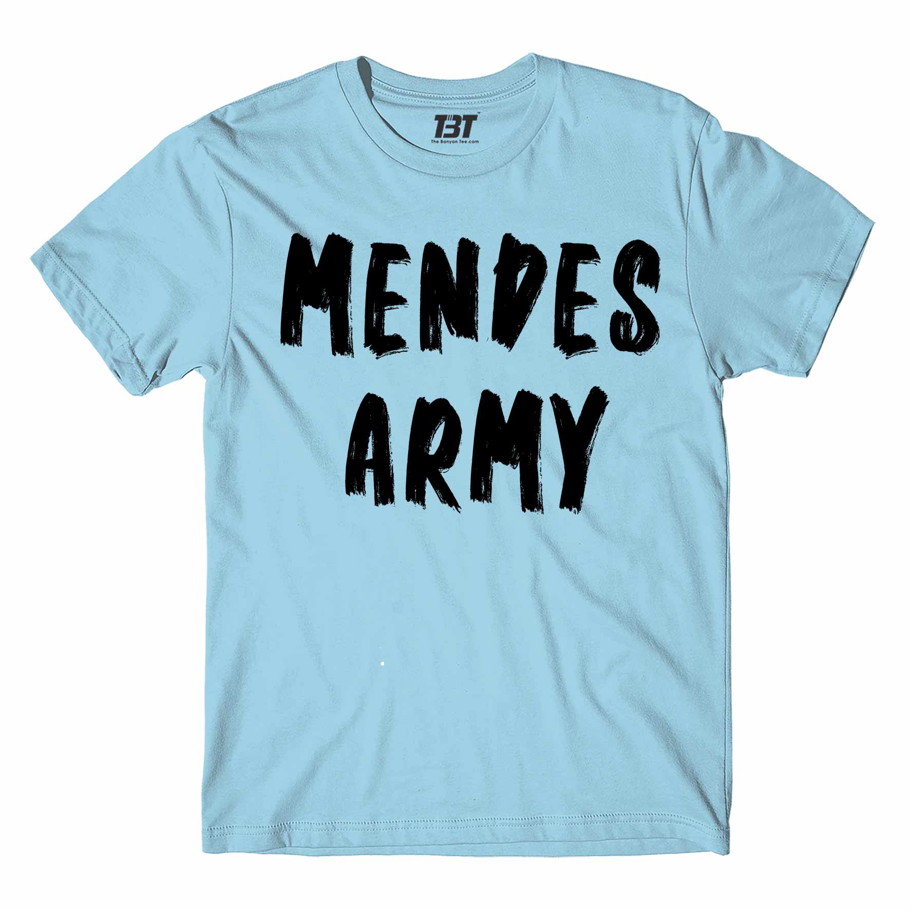 shawn mendes mendes army t-shirt music band buy online usa united states the banyan tee tbt men women girls boys unisex sky blue