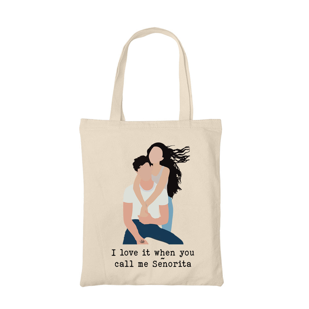 shawn mendes senorita tote bag hand printed cotton women men unisex