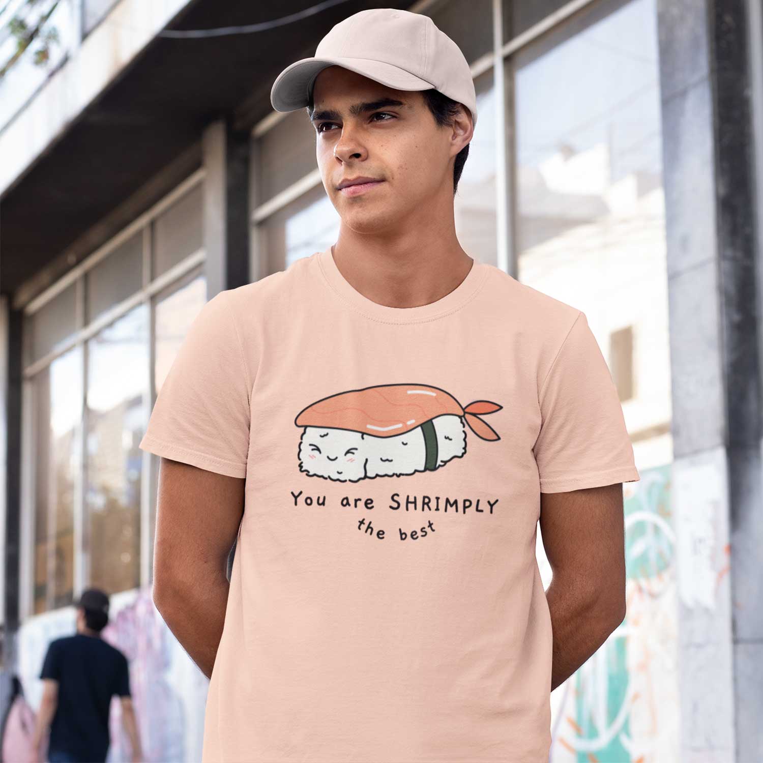 graphic shrimply the best t-shirt printed graphic stylish buy online united states usa the banyan tee tbt men women girls boys unisex peach 