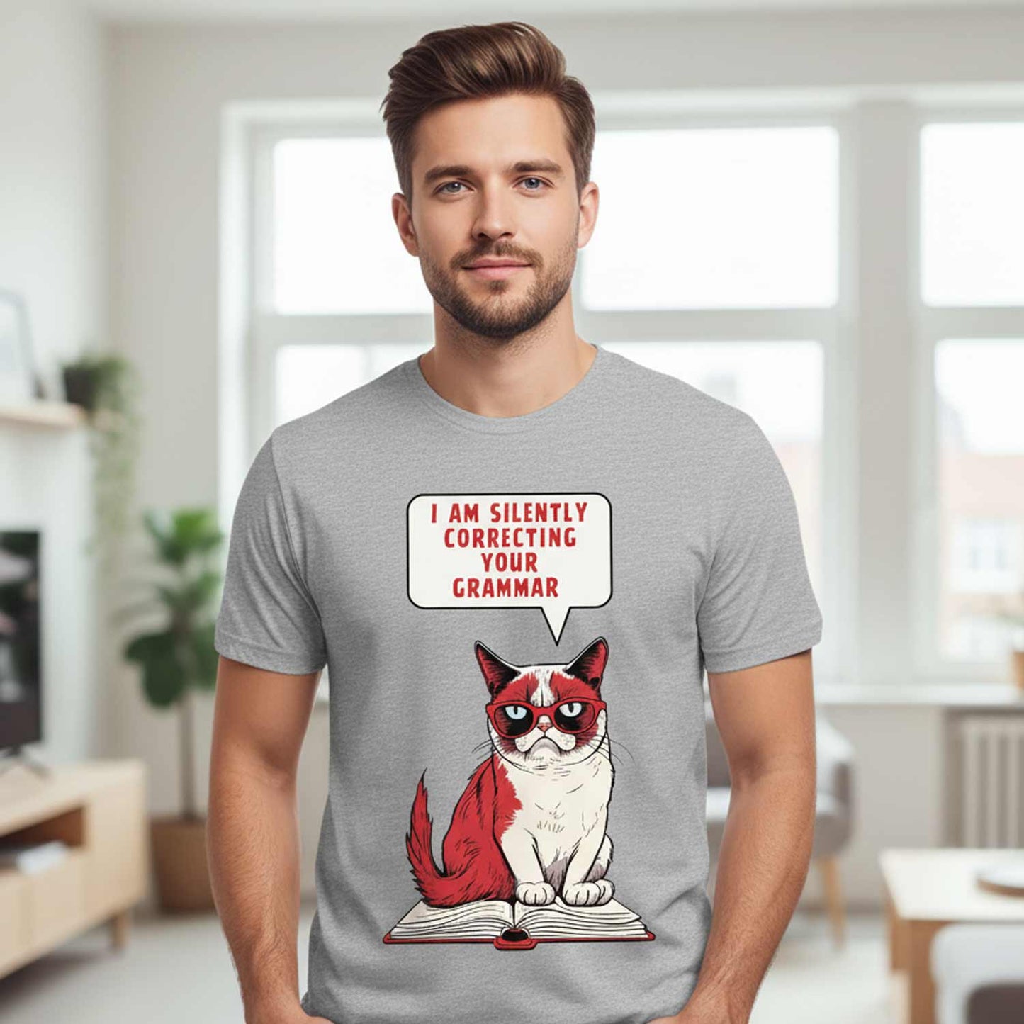 graphic silently correcting your grammar t-shirt printed graphic stylish buy online united states usa the banyan tee tbt men women girls boys unisex gray 