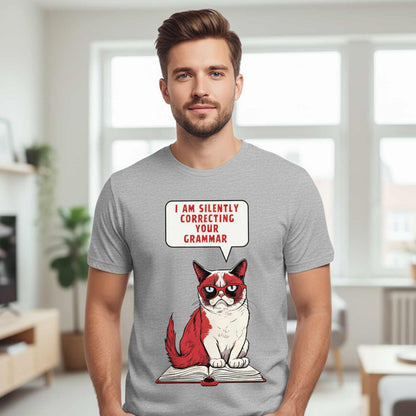 graphic silently correcting your grammar t-shirt printed graphic stylish buy online united states usa the banyan tee tbt men women girls boys unisex gray 
