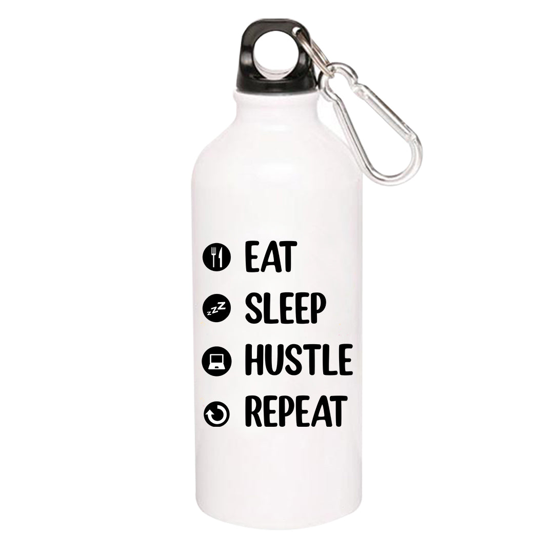 printed eat sleep hustle repeat sipper steel water bottle flask gym shaker printed graphic stylish buy online india the banyan tee tbt men women girls boys unisex