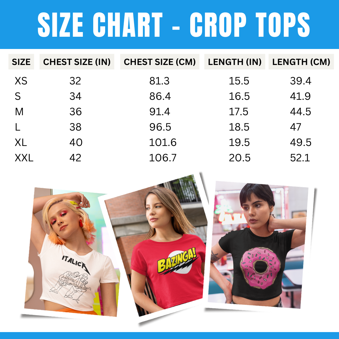 the banyan tee crop top size chart