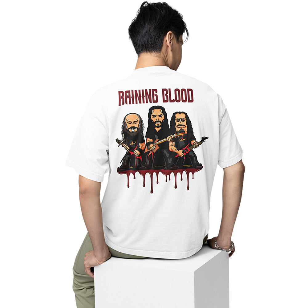slayer oversized t shirt - raining blood music t-shirt white buy online india the banyan tee tbt men women girls boys unisex