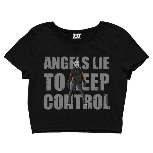 slipknot angels lie to keep control crop top music band buy online united states of america usa the banyan tee tbt men women girls boys unisex black