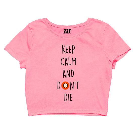 south park keep calm & don't die crop top tv & movies buy online united states of america usa the banyan tee tbt men women girls boys unisex Sky Blue south park kenny cartman stan kyle cartoon character illustration keep calm