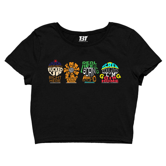 south park typography crop top tv & movies buy online united states of america usa the banyan tee tbt men women girls boys unisex black south park kenny cartman stan kyle cartoon character illustration