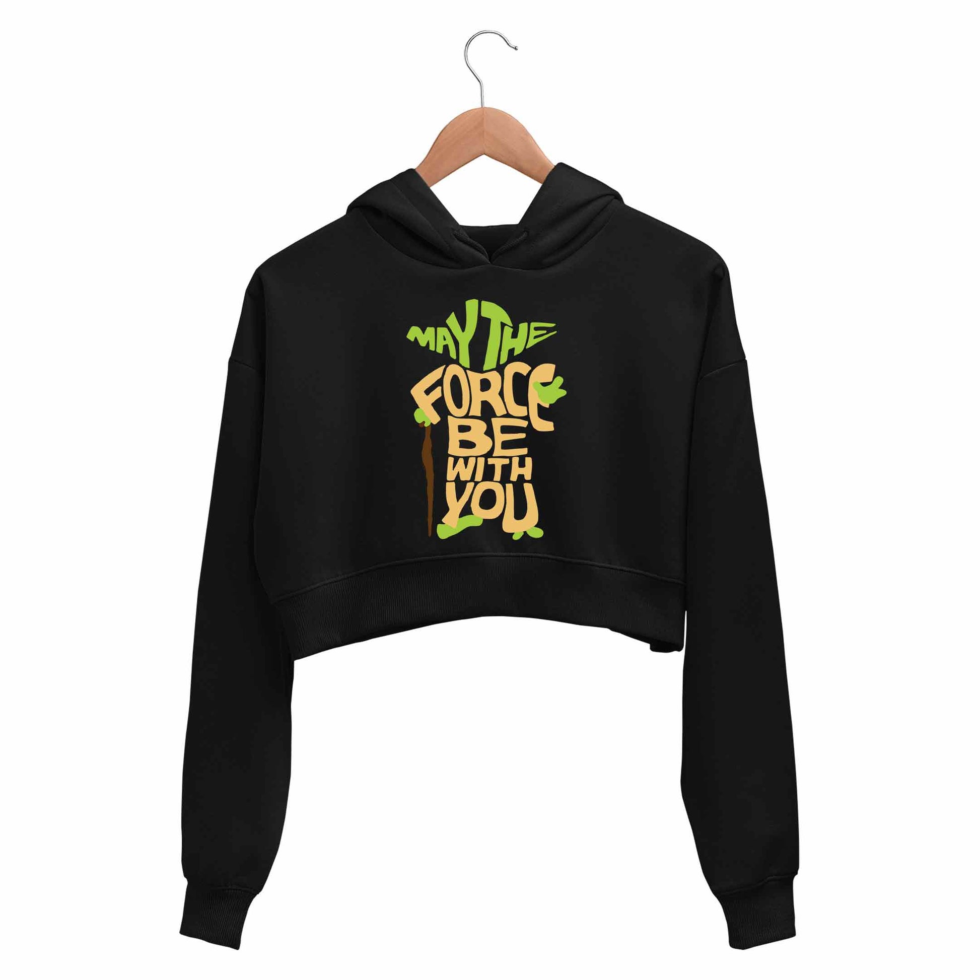 star wars may the force be with you crop hoodie hooded sweatshirt upper winterwear tv & movies buy online india the banyan tee tbt men women girls boys unisex black yoda