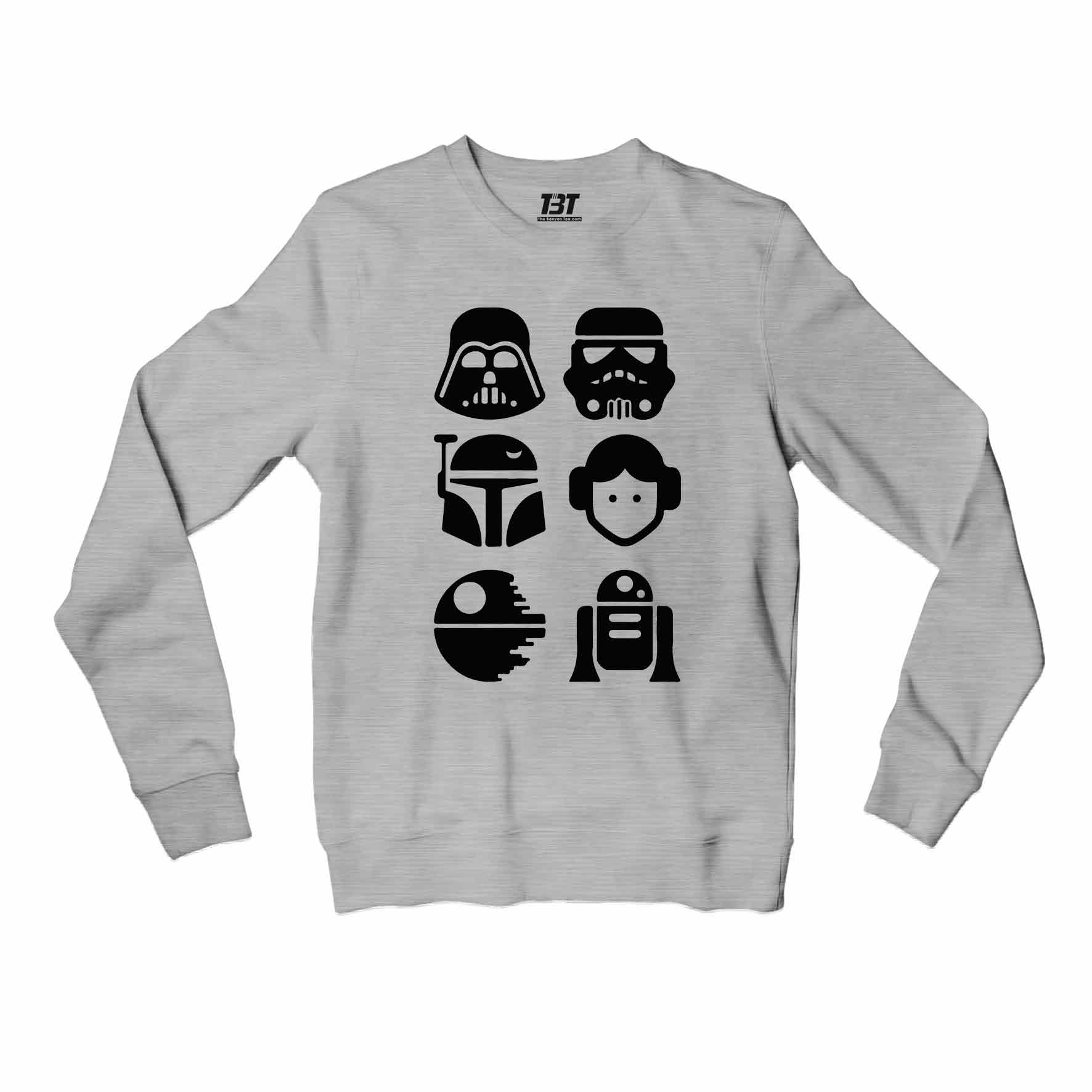 star wars star cast sweatshirt upper winterwear tv & movies buy online united states usa the banyan tee tbt men women girls boys unisex gray