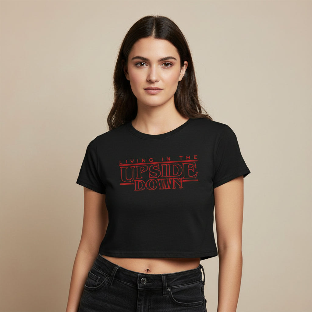 stranger things the upside down crop top tv & movies buy online united states of america usa the banyan tee tbt men women girls boys unisex black stranger things eleven demogorgon shadow monster dustin quote vector art clothing accessories merchandise