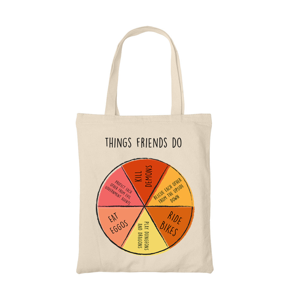 stranger things things friends do tote bag hand printed cotton women men unisex