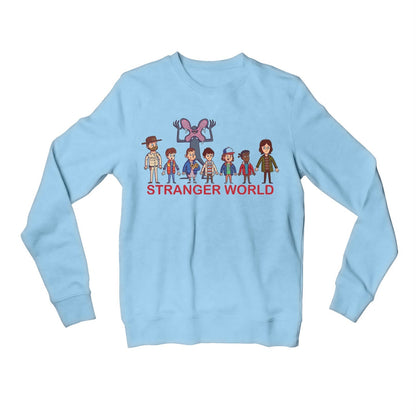 stranger things stranger world sweatshirt upper winterwear tv & movies buy online united states usa the banyan tee tbt men women girls boys unisex gray stranger things eleven demogorgon shadow monster dustin quote vector art clothing accessories merchandise