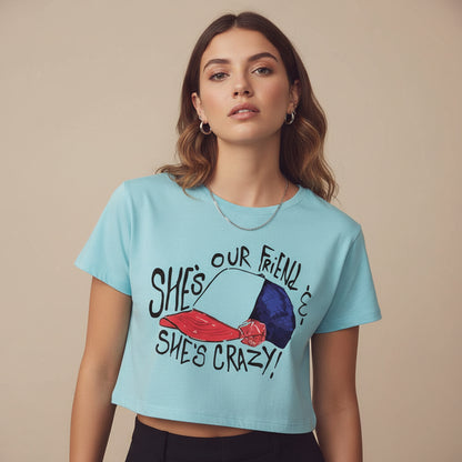 stranger things she's crazy crop top tv & movies buy online united states of america usa the banyan tee tbt men women girls boys unisex black stranger things eleven demogorgon shadow monster dustin quote vector art clothing accessories merchandise