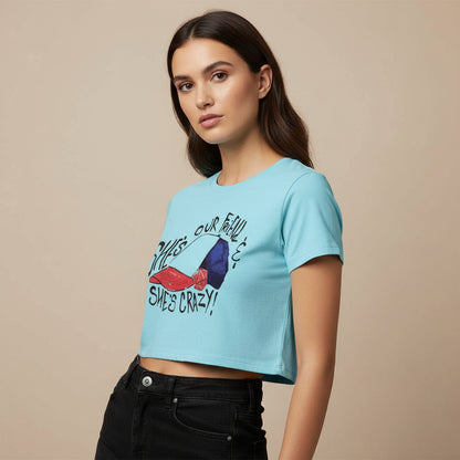 stranger things she's crazy crop top tv & movies buy online united states of america usa the banyan tee tbt men women girls boys unisex black stranger things eleven demogorgon shadow monster dustin quote vector art clothing accessories merchandise